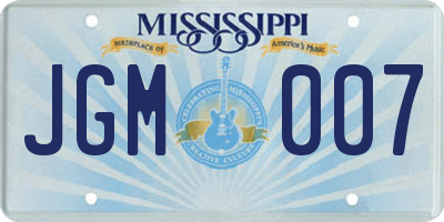 MS license plate JGM007