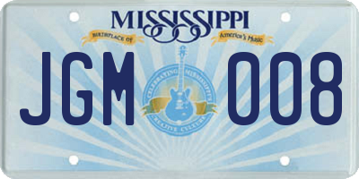 MS license plate JGM008