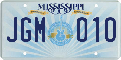 MS license plate JGM010