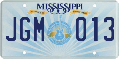 MS license plate JGM013