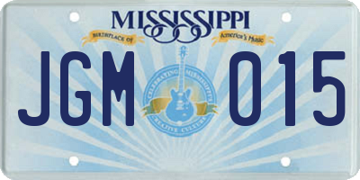 MS license plate JGM015