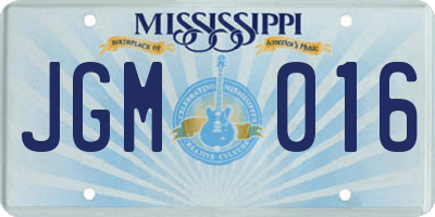 MS license plate JGM016