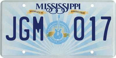 MS license plate JGM017