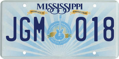 MS license plate JGM018