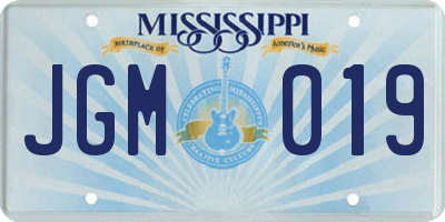 MS license plate JGM019