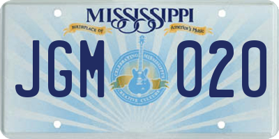 MS license plate JGM020