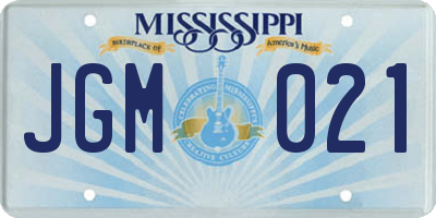 MS license plate JGM021