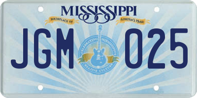 MS license plate JGM025