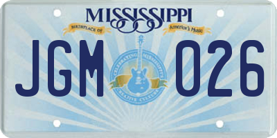 MS license plate JGM026