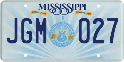 MS license plate JGM027