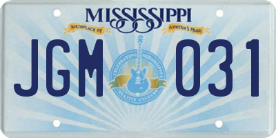 MS license plate JGM031