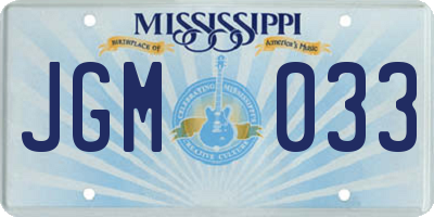 MS license plate JGM033