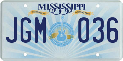 MS license plate JGM036