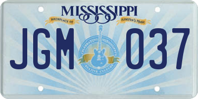 MS license plate JGM037
