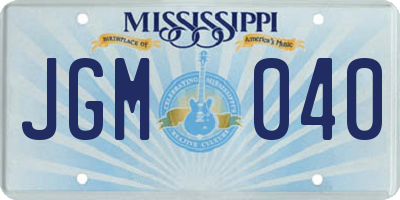 MS license plate JGM040