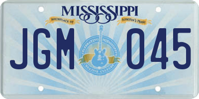MS license plate JGM045