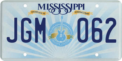 MS license plate JGM062
