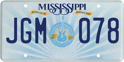 MS license plate JGM078