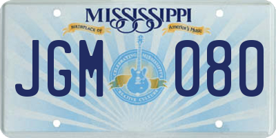 MS license plate JGM080