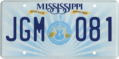 MS license plate JGM081