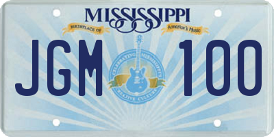 MS license plate JGM100
