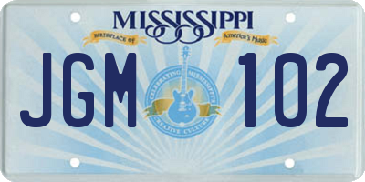 MS license plate JGM102