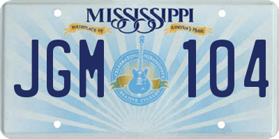 MS license plate JGM104