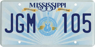 MS license plate JGM105