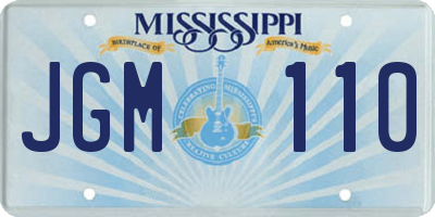 MS license plate JGM110