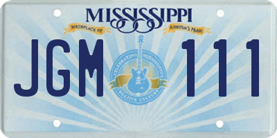 MS license plate JGM111