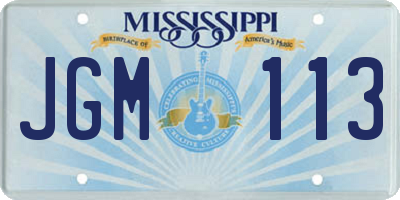 MS license plate JGM113