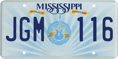 MS license plate JGM116
