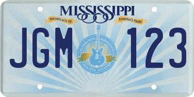MS license plate JGM123