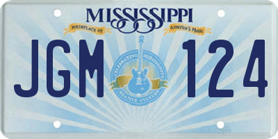 MS license plate JGM124