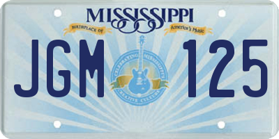 MS license plate JGM125