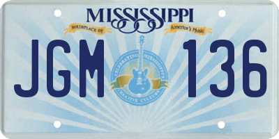 MS license plate JGM136