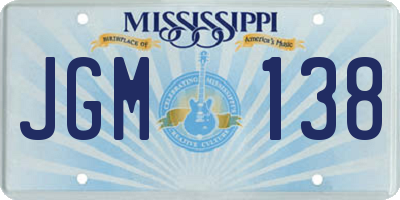 MS license plate JGM138