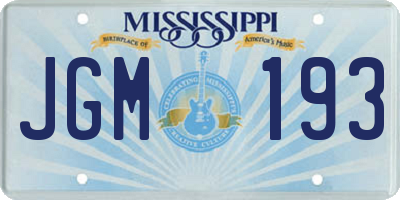 MS license plate JGM193