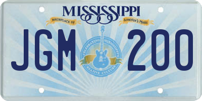 MS license plate JGM200