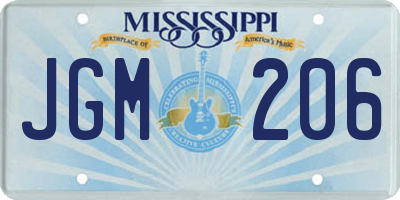 MS license plate JGM206