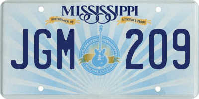 MS license plate JGM209