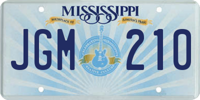 MS license plate JGM210