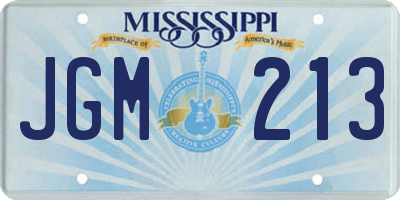 MS license plate JGM213