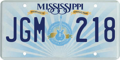MS license plate JGM218