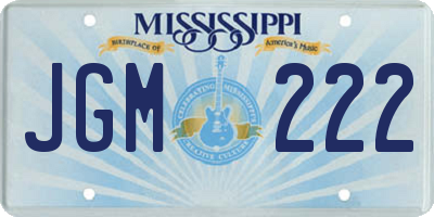 MS license plate JGM222
