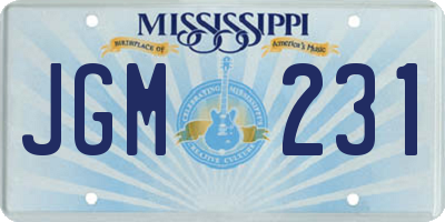 MS license plate JGM231