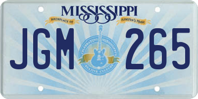 MS license plate JGM265