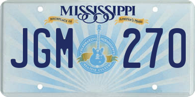 MS license plate JGM270