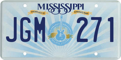MS license plate JGM271
