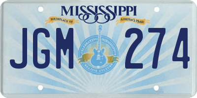 MS license plate JGM274